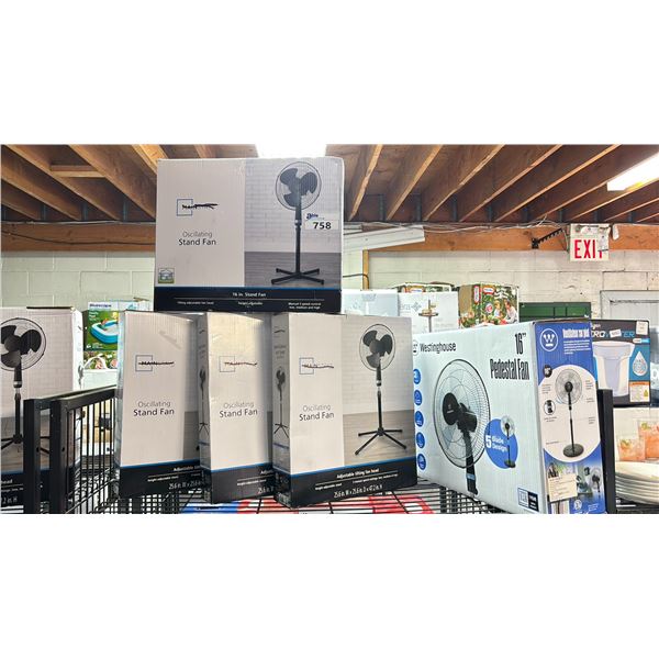 SHELF OF ASSORTED OSCILLATING FANS