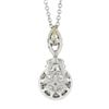 Image 6 : Solid 18k White Gold 1.0 ctw Round Diamond Cluster Pendant & 16" 14k Cable Chain