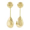 Image 1 : Elegant 14K Yellow Gold Faceted Puffed Polished Teardrop Drop Dangle Earrings