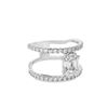 Image 2 : 14kt WG Emerald Cut Diamond Wide Band