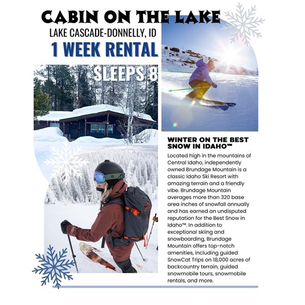 1 Week Stay at Lakeside Cabin in Idaho