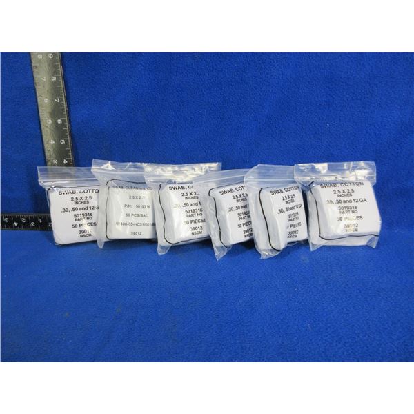NEW - Cotton Swabs - 2.5" x 2.5" - 6 Packs of 50