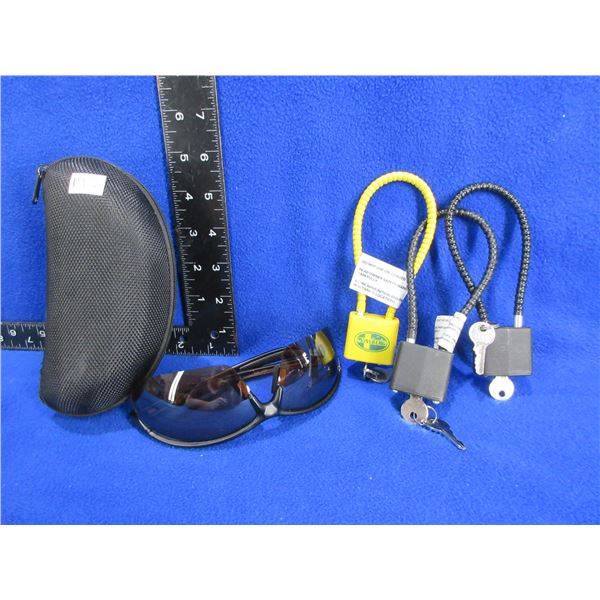 3 Cable Locks and Shooting Glasses with Case