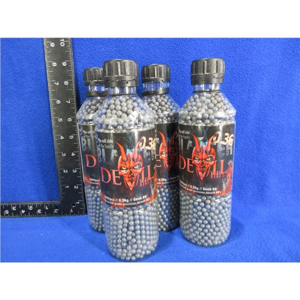 Blaster Devil Airsoft BB's - 0.36g/6mm BB - 4 Bottles of 3000