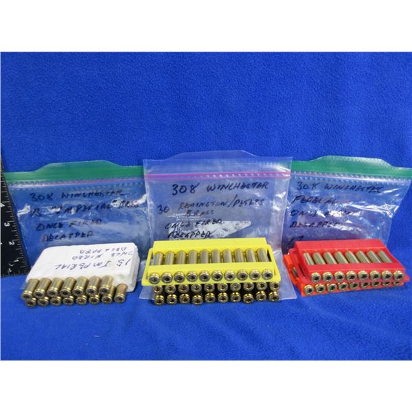 Brass Only - 308 Win. 1x Fired Deprimed - 62 Total