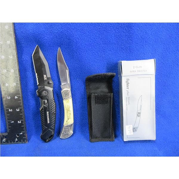 2 Folding Blade Lock Knives - Fighter Plus, Maximum MX