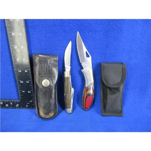 2 Folding Blade Knives with Sheaths