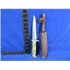 Image 2 : Vintage Fixed Blade Knife with Stag Handle and Sheath