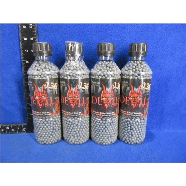 Blaster Devil Airsoft BB's - 0.36g/6mm BB - 4 Bottles of 3000