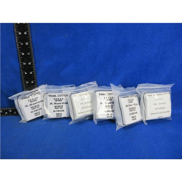 NEW - Cotton Swabs - 2.5" x 2.5" - 6 Packs of 50