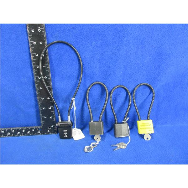 4 Cable Locks - 1 is Combination Lock, 3 are Keyed Locks