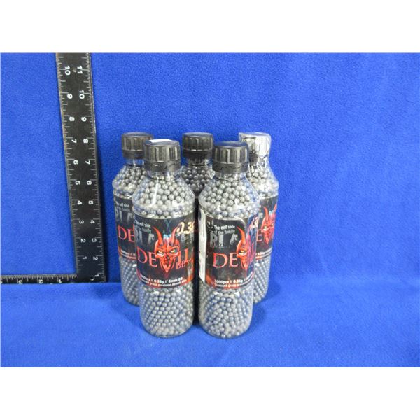 Blaster Devil Airsoft BB's - 0.36g/6mm BB - 5 Bottles of 3000