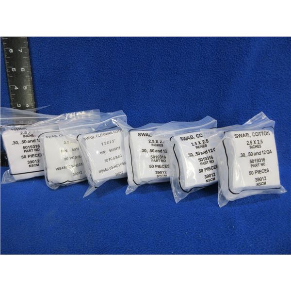 NEW - Cotton Swabs - 2.5" x 2.5" - 6 Packs of 50