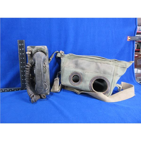 Vintage Military Wind Up Field Phone with Carry Case