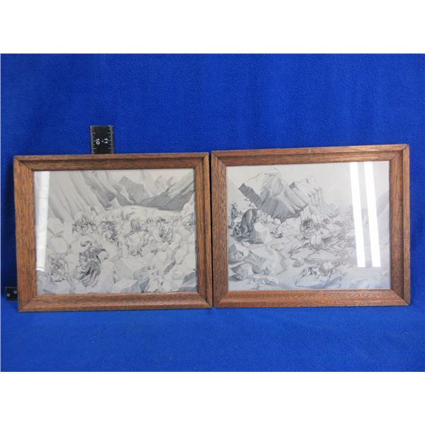 2 Framed Pictures - By Western Comic Artist Lou Cameron