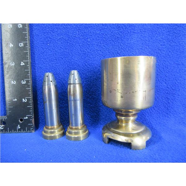 Trench Art Shell Casing & Cartridge Salt & Pepper Shakers