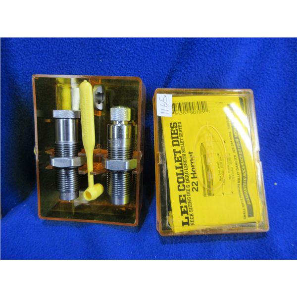 22 Hornet Lee Collet Dies 2 Die Set with Shell Holder # 20