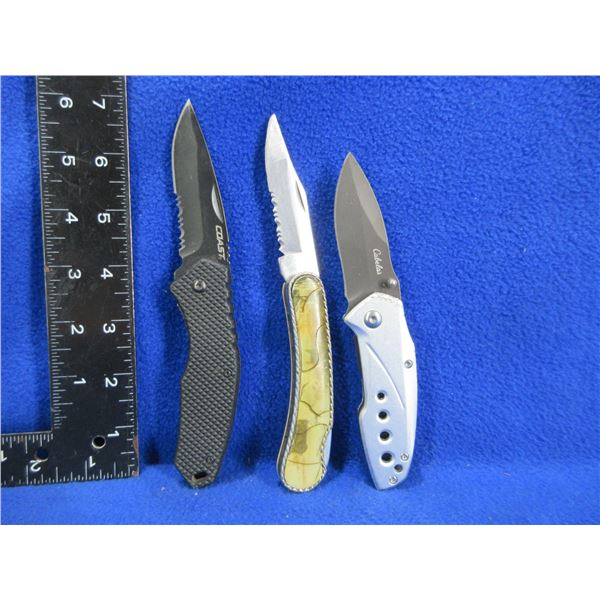 3 Folding Lock Blade Knives - Cabela's, Coast, Can Pro