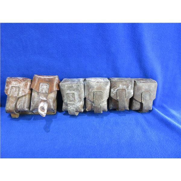 3 Yugoslavian 2 Pocket Leather Ammo Pouches for Mauser