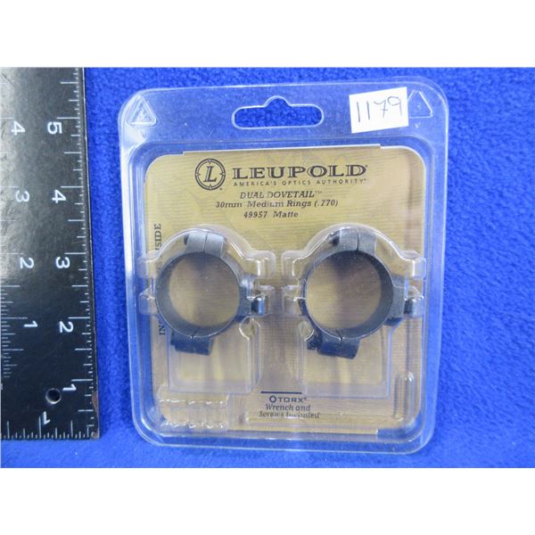 Leupold Dual Dovetail 30MM Medium Rings, Matte # 49957
