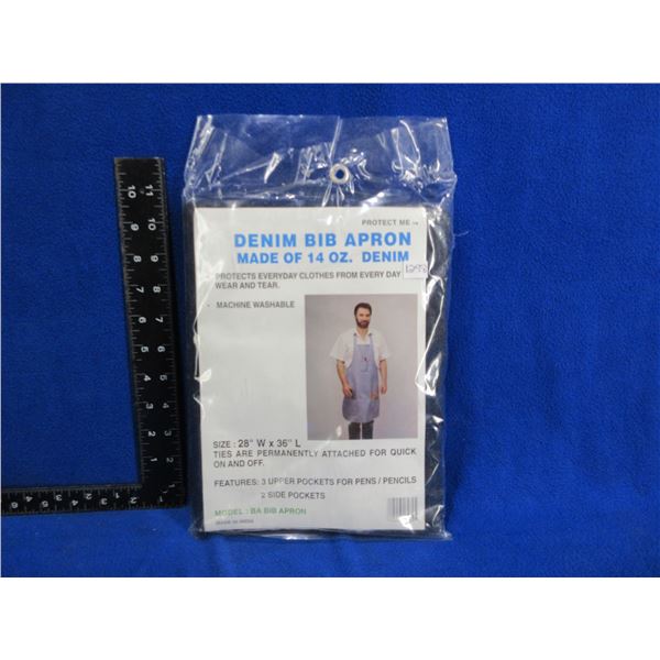 Denim Bib Apron - 28" W x 36" L - New Old Stock