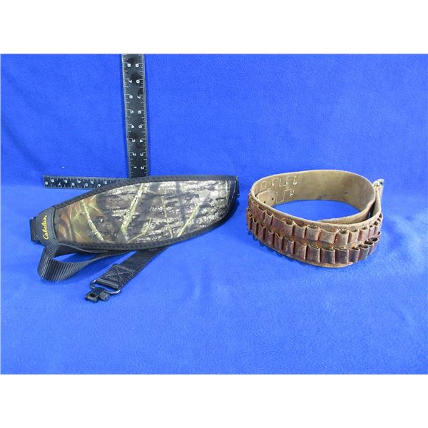 Cabela's Sling with Swivels and a Leather Cartridge Belt