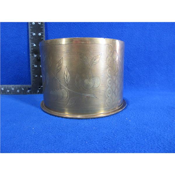 Brass Shell Casing Trench Art - 6 1/2" Base x 4 3/8" High