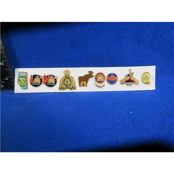 9 Vintage Pins - 8 Appear to be RCMP, 1 is Vegreville Egg