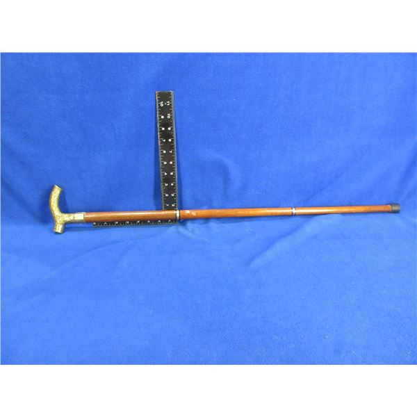 3 Piece Wood and Brass Cane - 33 1/2" Length