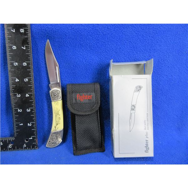 NEW - Fighter Plus Folding Lock Blade Knife with Sheath