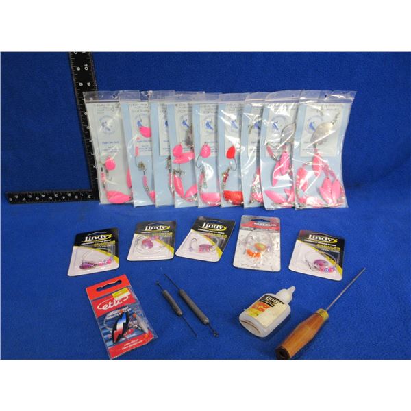 Lot of Misc. Fishing Tackle - Trout/Walleye Rigs, Worm Blower, Etc.