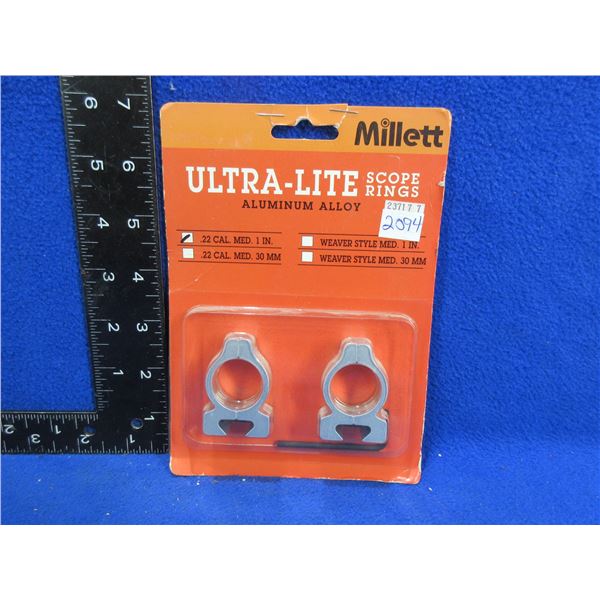 NEW - Millet 1" Ultra-Lite Aluminum .22 Cal. Medium Scope Rings