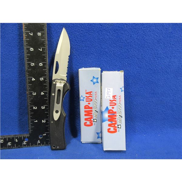 NEW - 2 Camp USA 440 Stainless Folding Lock Blade Knives