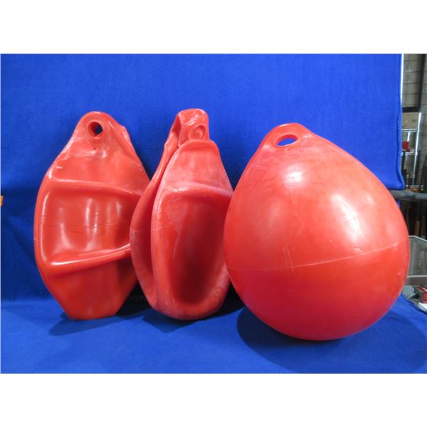 2 Red Boat Anchor Buoys/ Dock Bumpers - Approx. 20" x 15"