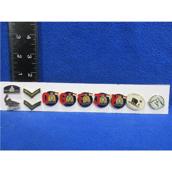 10 Vintage Pins - RCMP, Alberta, Samson Tribal Enterprises, Etc.