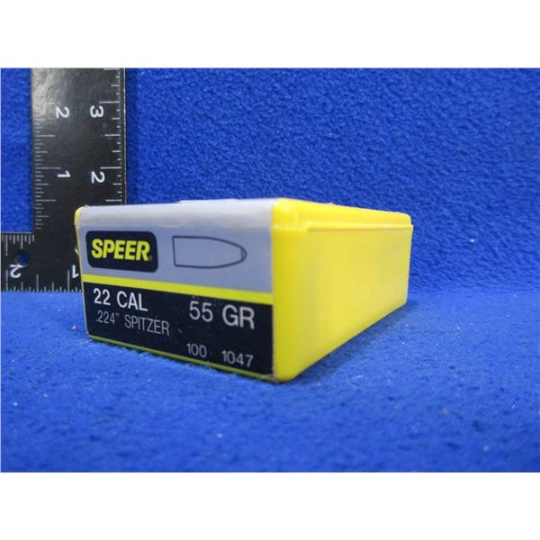 22 Cal. .224" 55gr Spitzer Speer Bullets - Sealed Box of 100