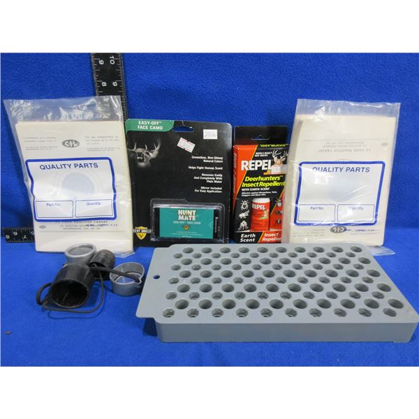 Lot of Misc. - Targets, Repel, Face Camo, Reloading Block