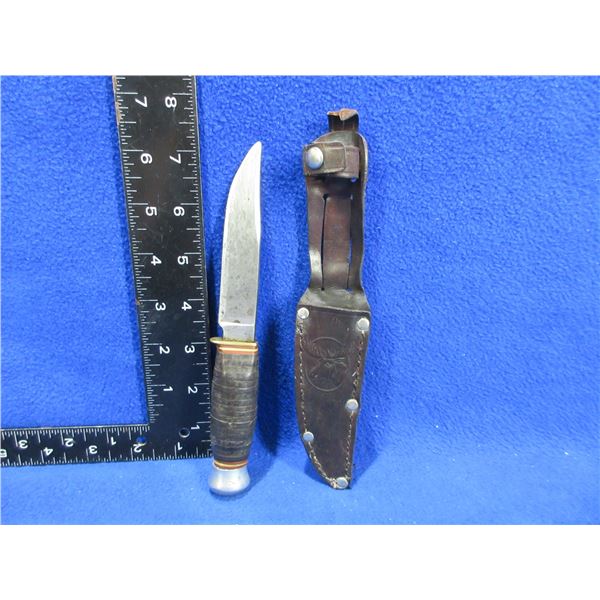 Vintage Fixed Blade Knife with Leather Sheath