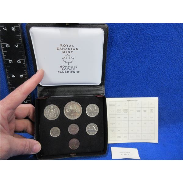 1977 Royal Canadian Mint 7 Coin Set with Display Case