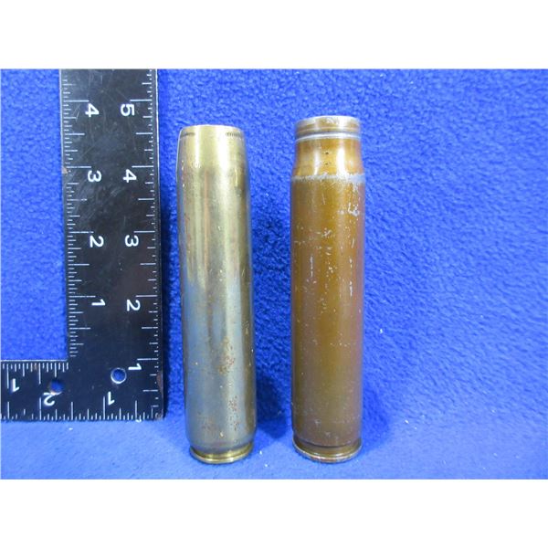 2 - 20MM Shell Casings - 1 Brass (1942) and 1 Steel (1943)