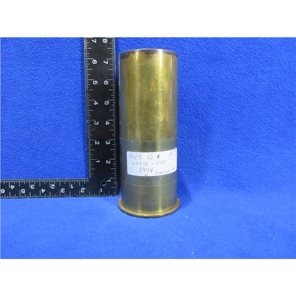 2 1/2" Brass Shell Casing Marked "A/S 12 Lot 10 ECC 1954"