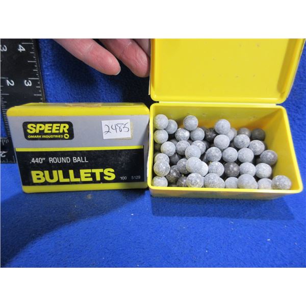 .440" Round Ball Bullets - Sealed Box of 100, Box of 81