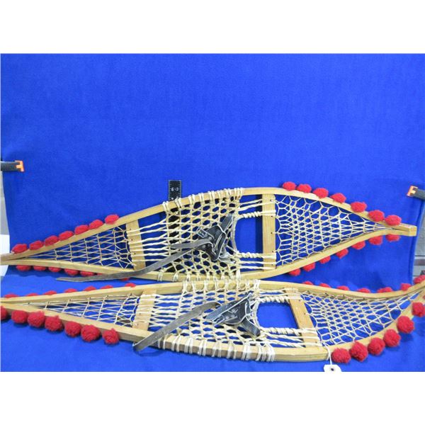 Vintage Wood and Rawhide Snowshoes - Approx. 51" x 11"