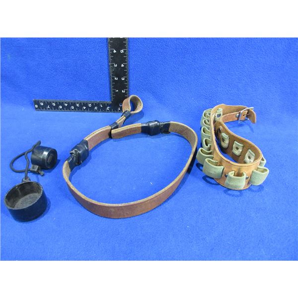 Lot of Misc. - Pair of Lens Covers, Shotshell Belt, Broken Sling