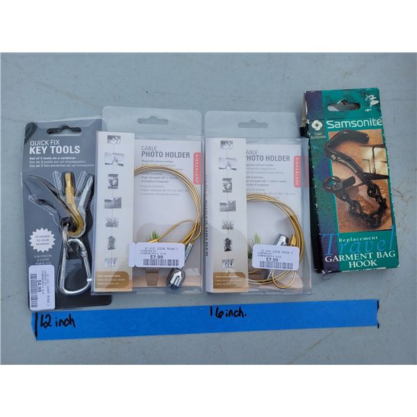 Misc Lot - Quick Fix Key Tools, 2x Cable Photo Holder, Samsonite Garment Bag Hook