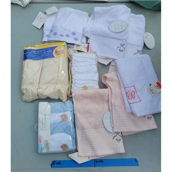 Linen + Baby Lot - Tea Towels, Wash Cloths, Crib Ruffle