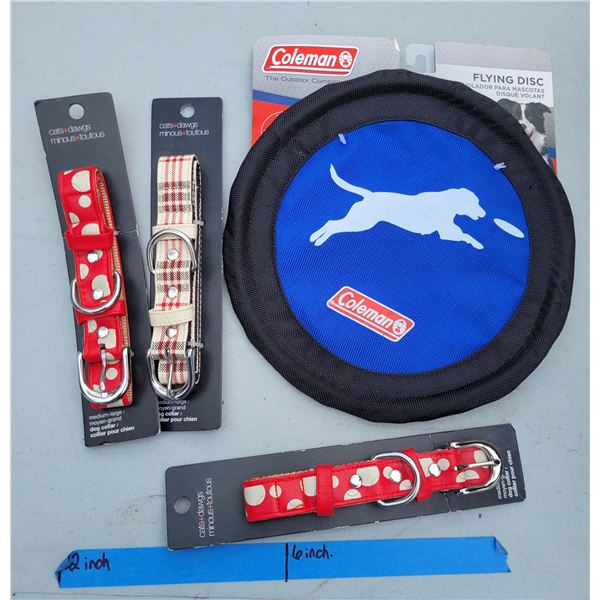 dog Lovers Lot - 3x Collars, Coleman Flying Disc