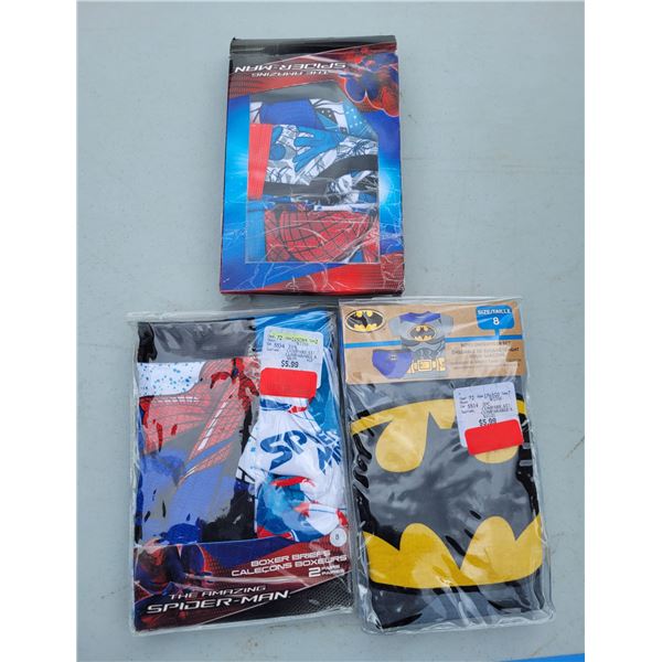 2x Spider-Man Boys Briefs + Batman Boys Briefs, Sz 8
