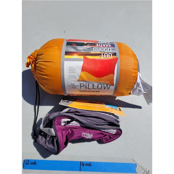 Camping Lot - Swiss Gear Pillow; FeatherLight Toiletry Bag