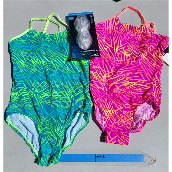 Swimming Lot - 2x Nike Bathing Suit Sz Medium; Speedo Water Googles